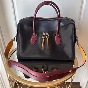 Louis Vuitton City Streamer Black and Burgundy Bag with Orange Details